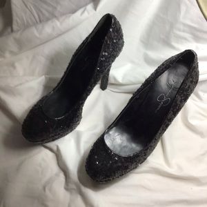 4” sequined platform pump
